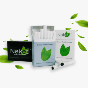 Naked Nicotine Free Cigarettes Hero Image with Leaves-min